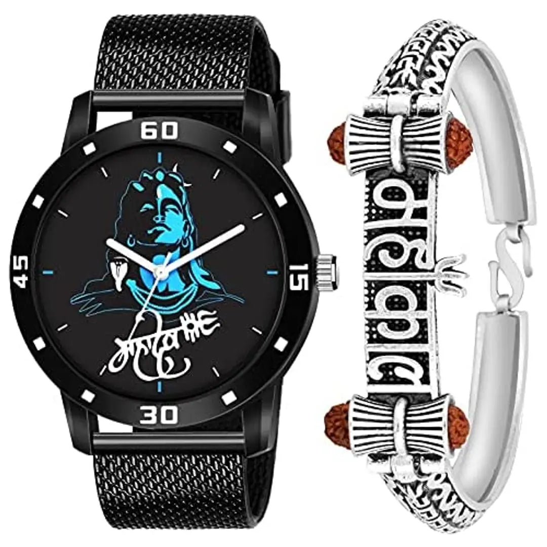 KJR_583-J_041 Pack of One Watch with Mahadev Bracelet