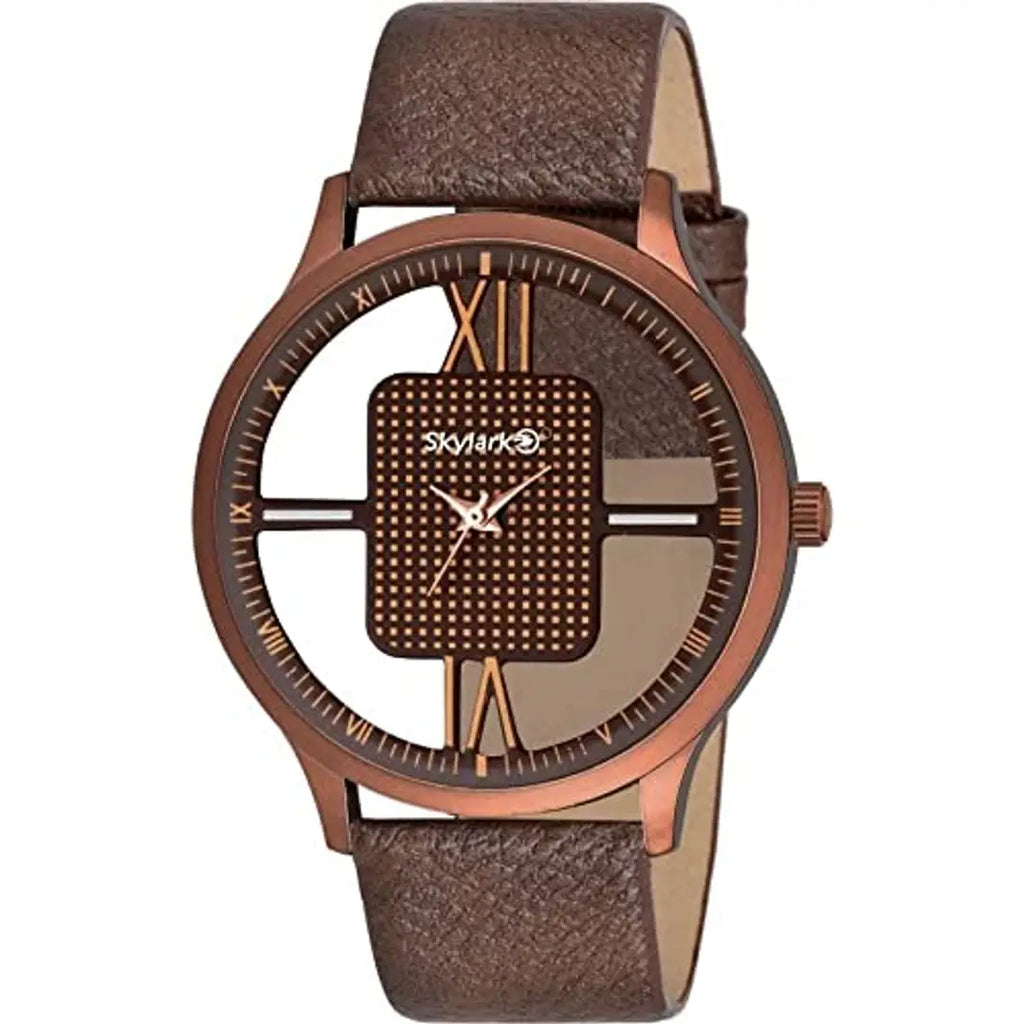 Youth Club Unique and Latest Designed Transparent dial with Brown Colour Leather Strap Analogue Watch for Men and Boys Analog Watch - for Men