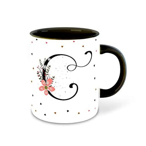 Whats Your Kick? (CSK) - Letter C Name Initial Alphabet Inspiration Printed Black Inner Ceramic Coffee Mug and Tea Mug - Birthday | Anniversary (Multi 3)