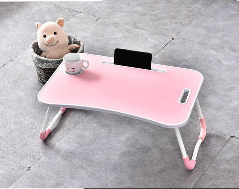 Offtrot Multipurpose - Foldable & Portable Laptop & Study Bed Table with Cup Holder, Pink