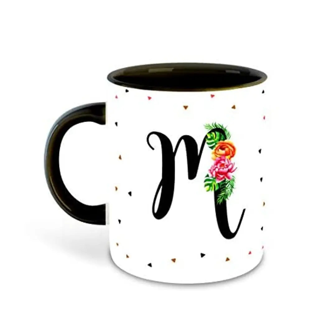 Whats Your Kick? (CSK) - Letter M Name Initial Alphabet Inspiration Printed Black Inner Ceramic Coffee Mug and Tea Mug - Birthday | Anniversary (Multi 13)