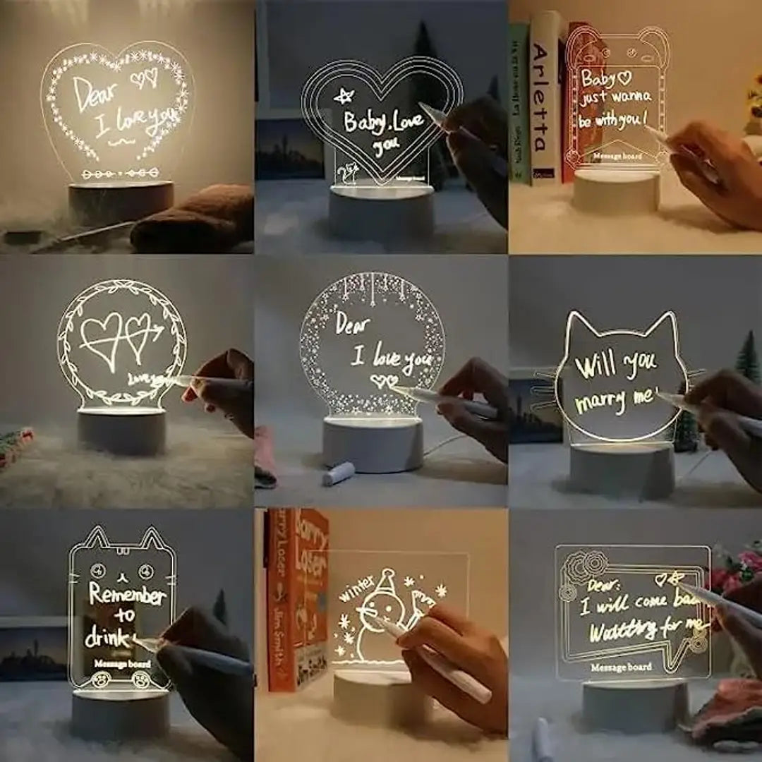 SYN SONS Night Lamp for Bedroom Acrylic Illusion Message Board 3D Lamp (Pack of 1)