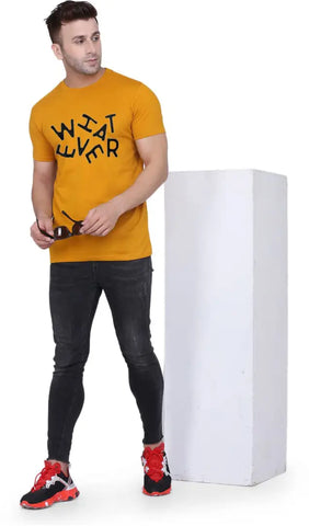 BET Branded Round Neck Printed T SHRT (XX-Large, Yellow)