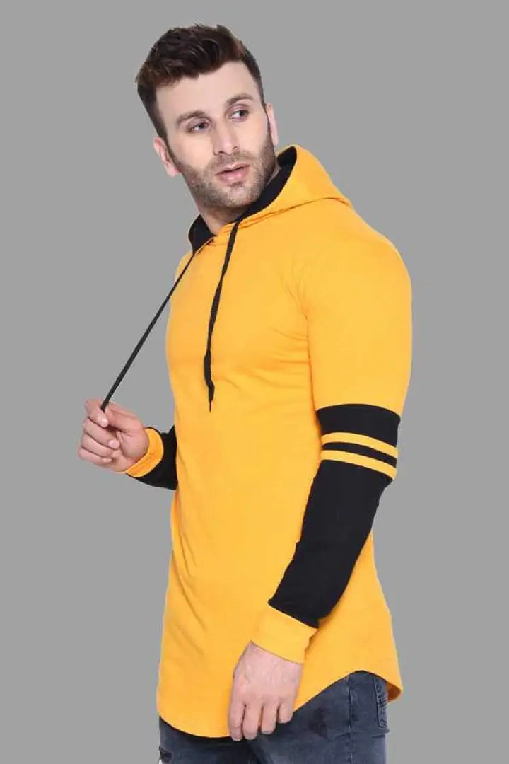 RiseMax Striped Cotton Blend M25 Full Sleeve Hoodie Regular Fit T-Shirt for Men