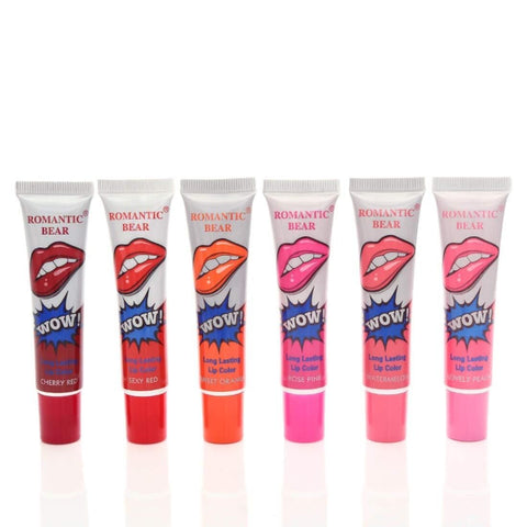 Romantic Bear 6 Color Waterproof Liquid Lipstick Beauty Red Wow Makeup Matte Lip Gloss Impermeable lip gloss Cosmetics (Pack of 6)