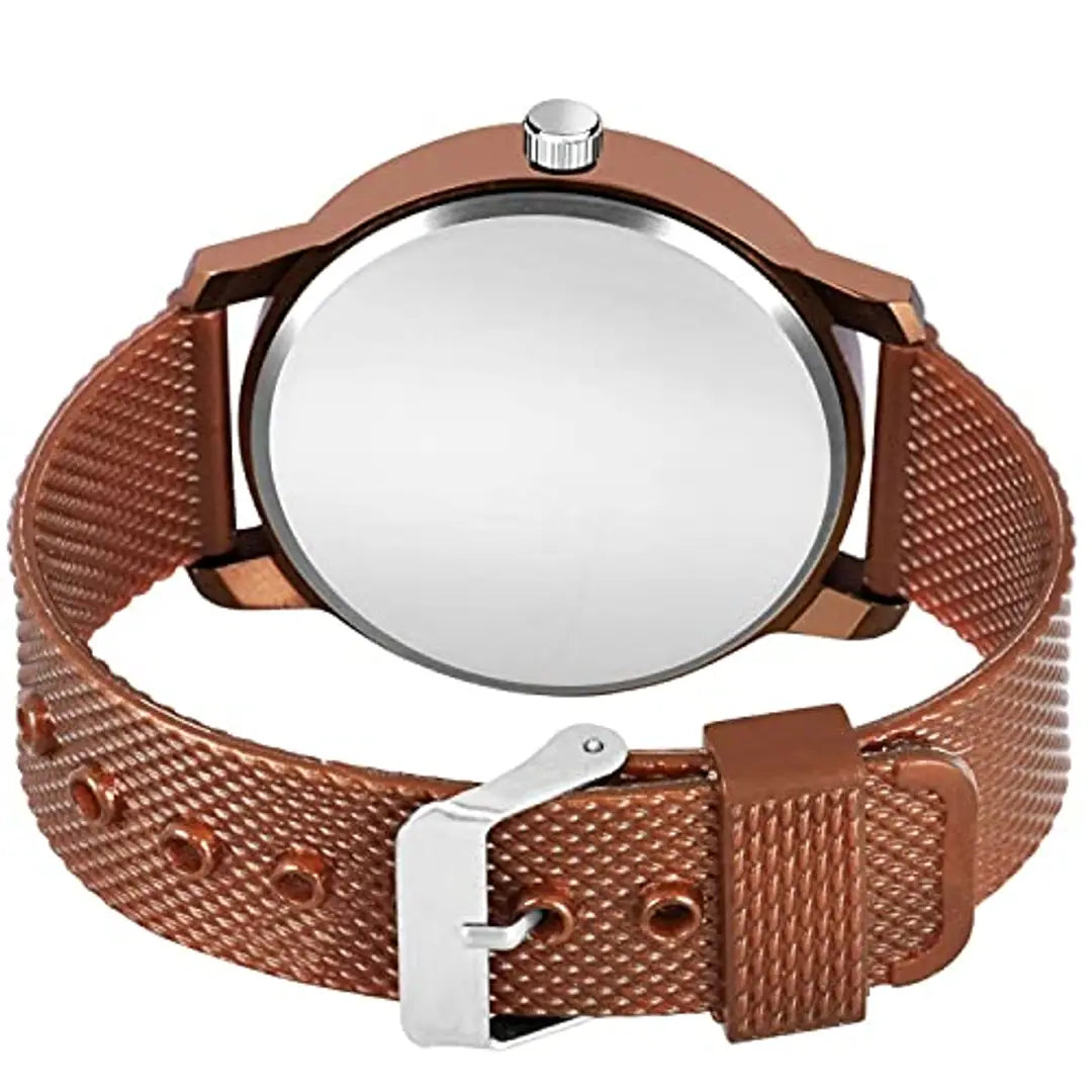 HAPPY KHAJANA Brown MATT Finish HAR HAR MAHADEV Watch with Brown PU Belt with Black Leather Brown RUDRAKSHA Bracelet