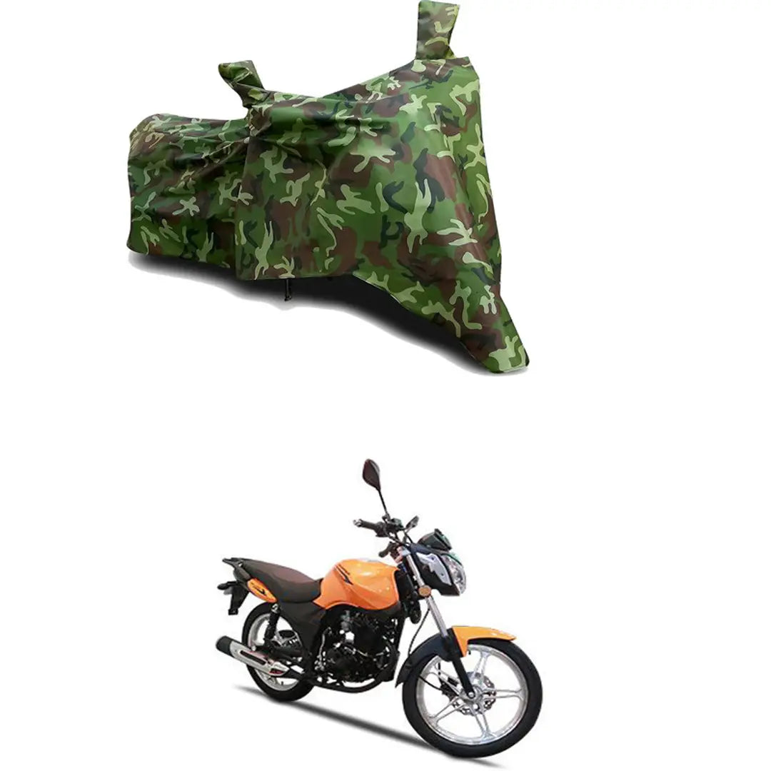 GLAMND-100% Dustproof Bike Scooty Two Wheeler Body Cover Compatible For Aftek Skipper AF-125 Water Resistance  Waterproof UV Protection Indor Outdor Parking With All Varients[Militry GMJ]