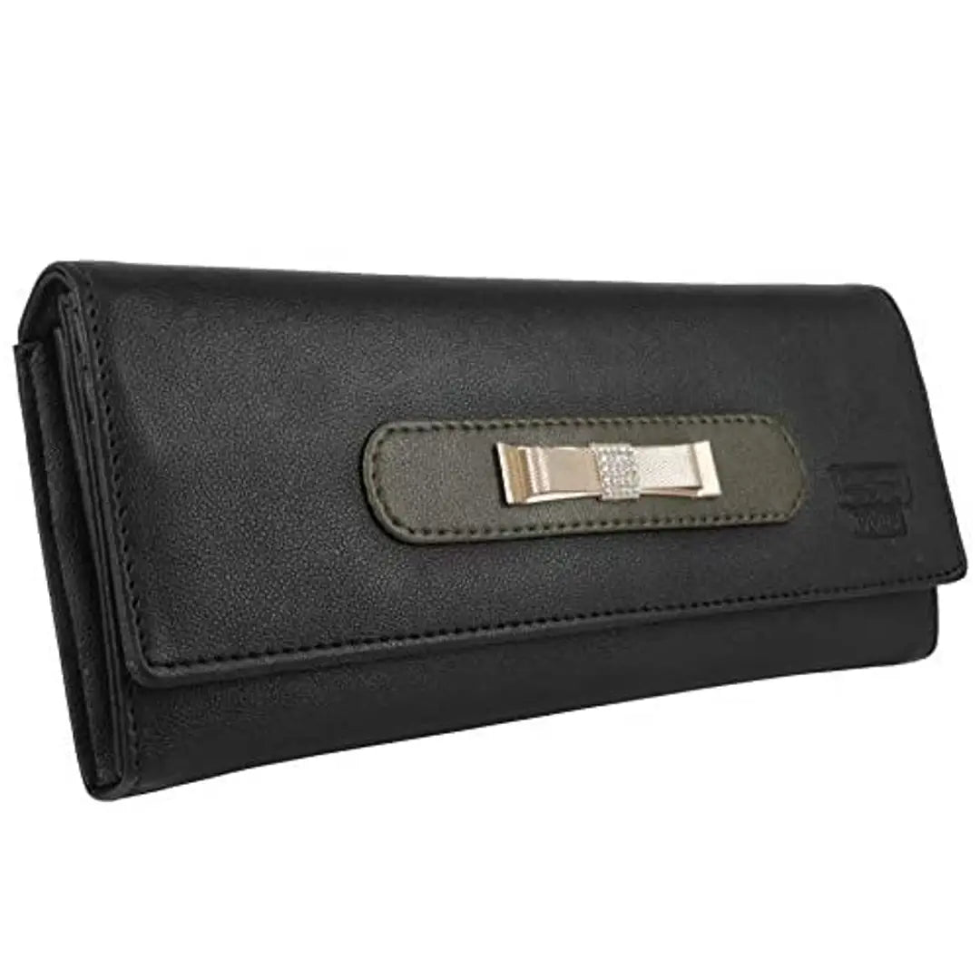 RAAQ Ladies Fashionable Clutch Bags Cum Mobile Hand Wallets (Shining Black)