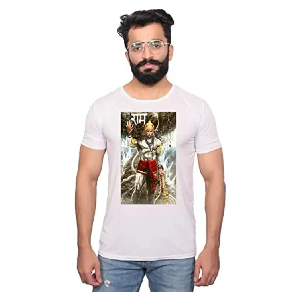 NITYANAND CREATIONS Round Neck Graphic Printed White T-Shirt [Model- 9900130]