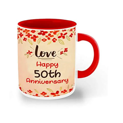 Whats Your Kick? (CSK) Golden Jubilee Anniversary, Happy 50th Anniversary Printed Red Inner Colour Ceramic Coffee Mug and Tea Mug- Gift for Wife, Husband (Multi 8)