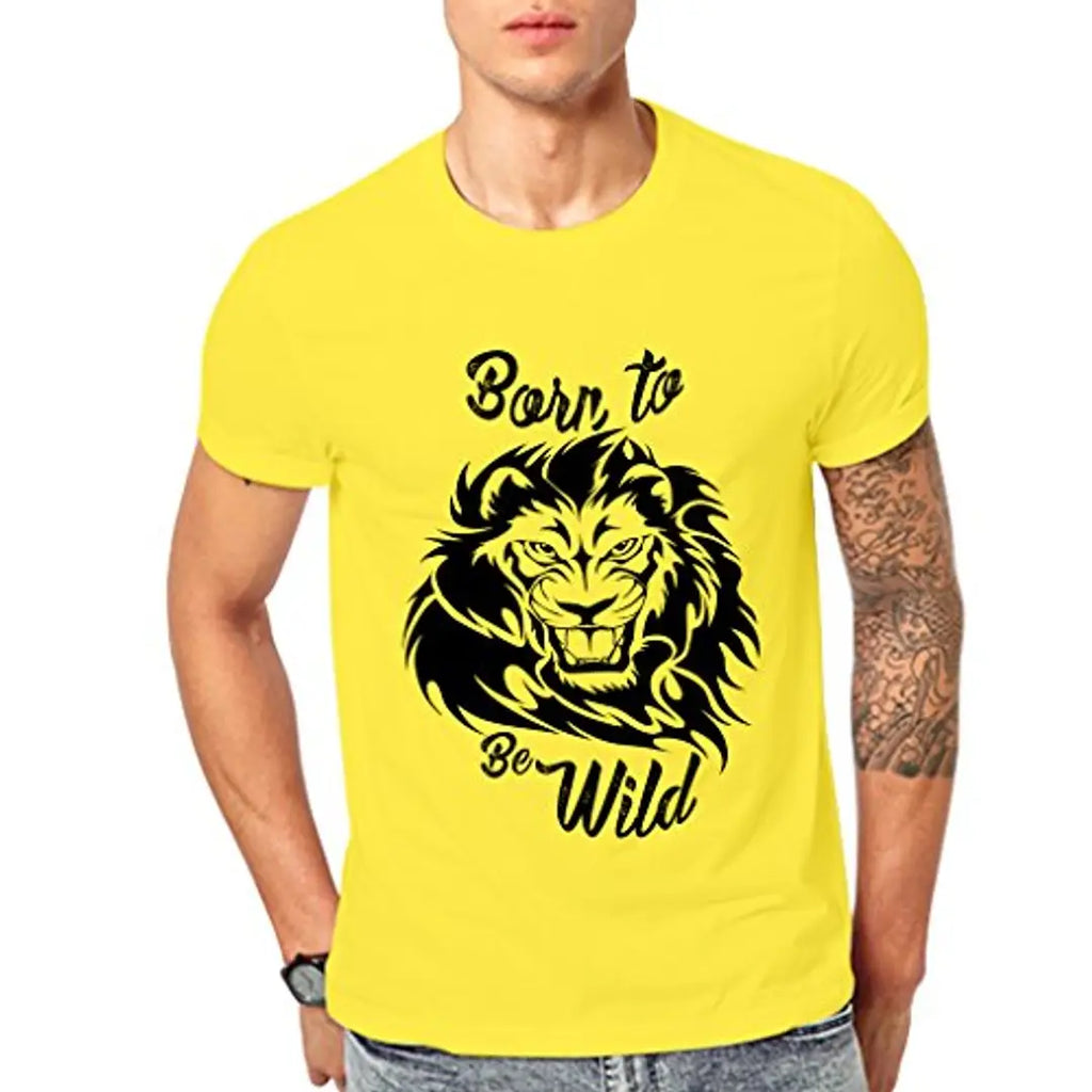 Ghantababajika Born Wild Yellow Round Neck Half Sleeve T-Shirt