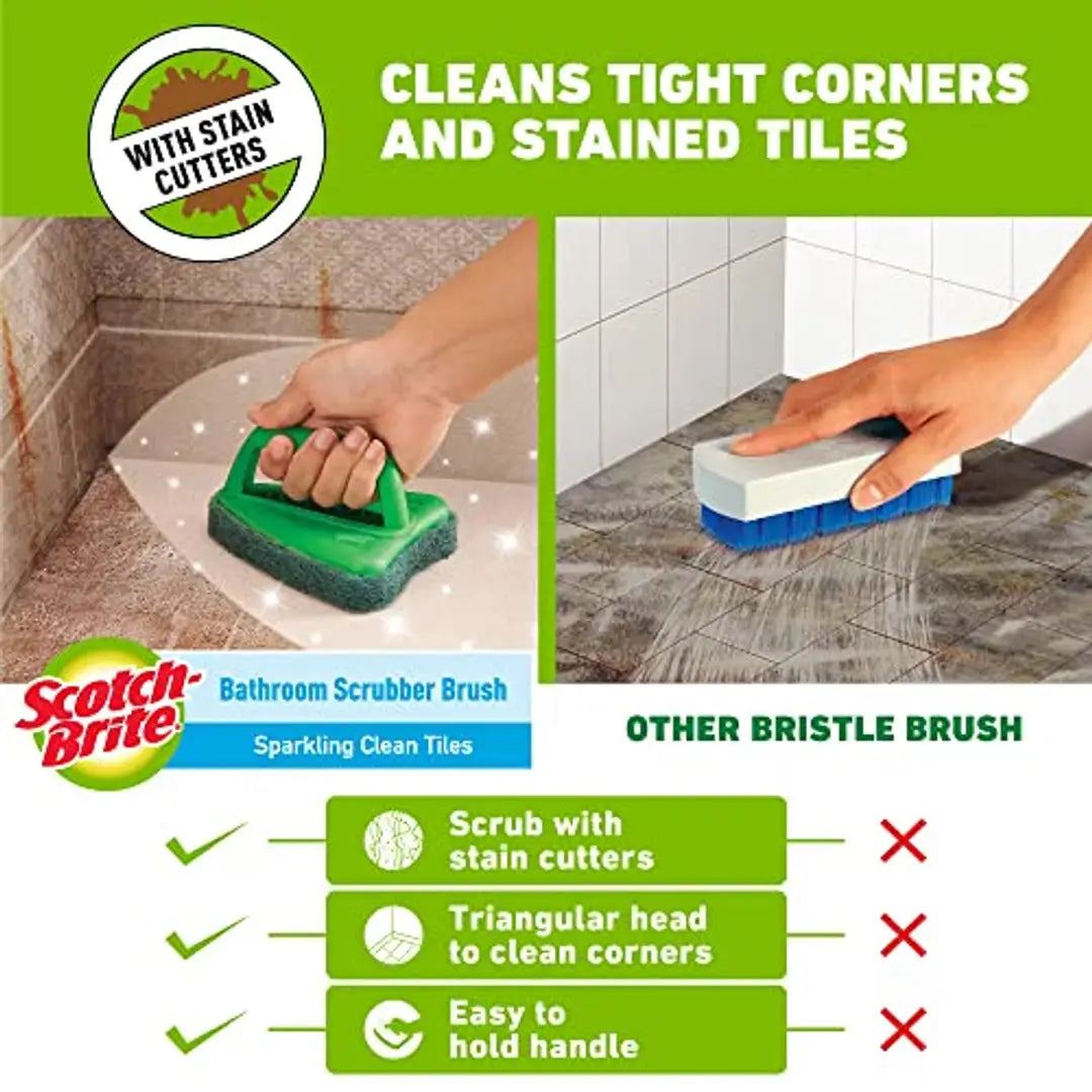 Scotch-Brite Fibre Bathroom Scrubber Brush (Green, Pack of 2)