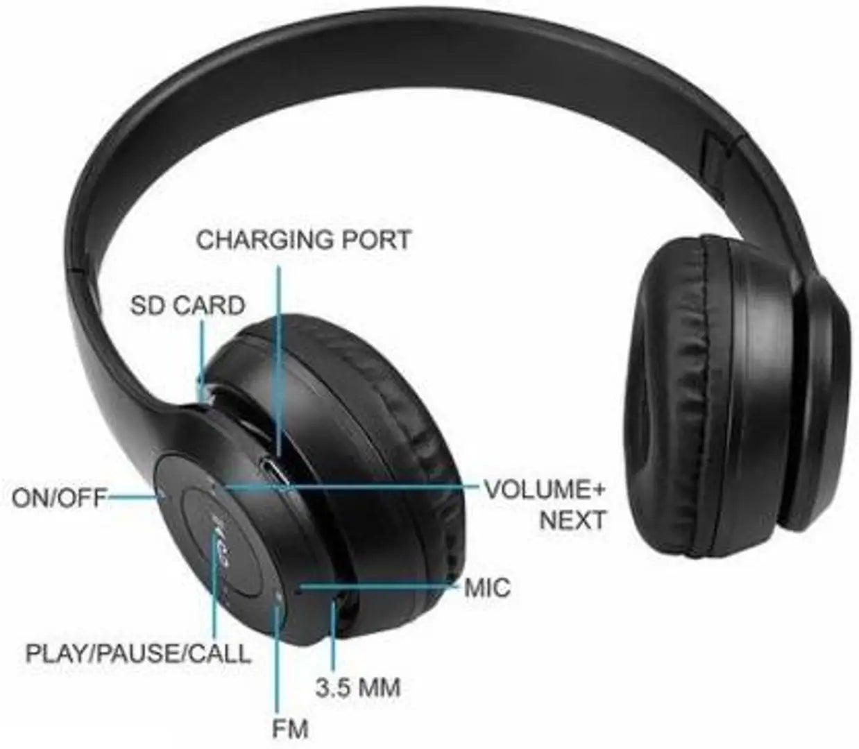 P47 Foldable Wireless Headphone Sports Headphone with Mic Bluetooth, Wired Headset&nbsp;&nbsp;(Black, On the Ear)