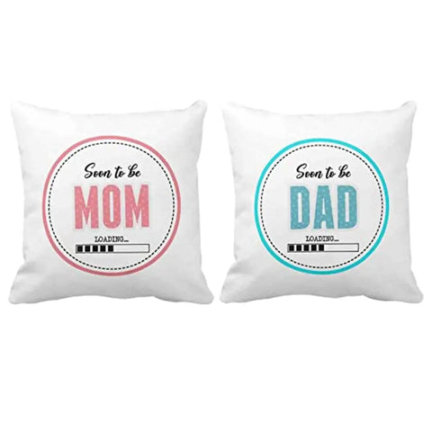Designer Unicorn Printed Couple Cushion Cover with Filler, Mommy Daddy est 2022 12X12 inches Set of 2
