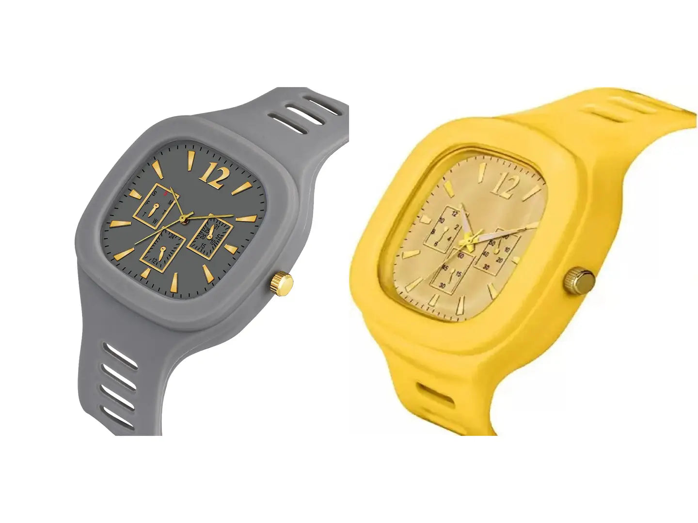 Stylish Multicoloured Silicone Analog Watches For Men Pack Of 2