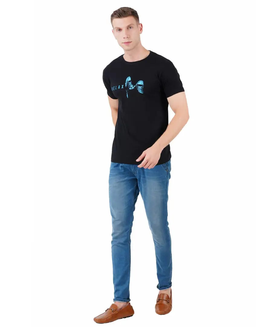 BET Men Premium Cotton Round Neck Printed T-Shirt Black