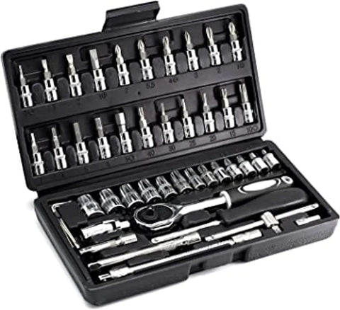 46 In 1 Pcs Tool Kit And Screwdriver And Socket Set,Hand Tool Kit Wrench Set Multi Purpose Combination Tool Case Precision Socket Set,