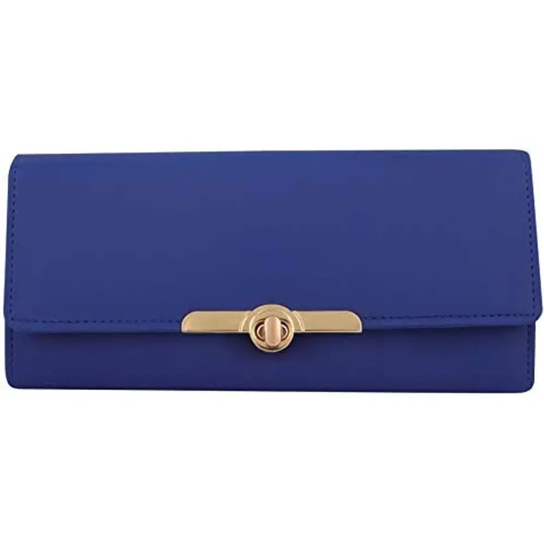 Women's and Girls Artificial Synthetics Leather Hand Clutch Cum Mobile Hand Wallet Purses Persian Blue