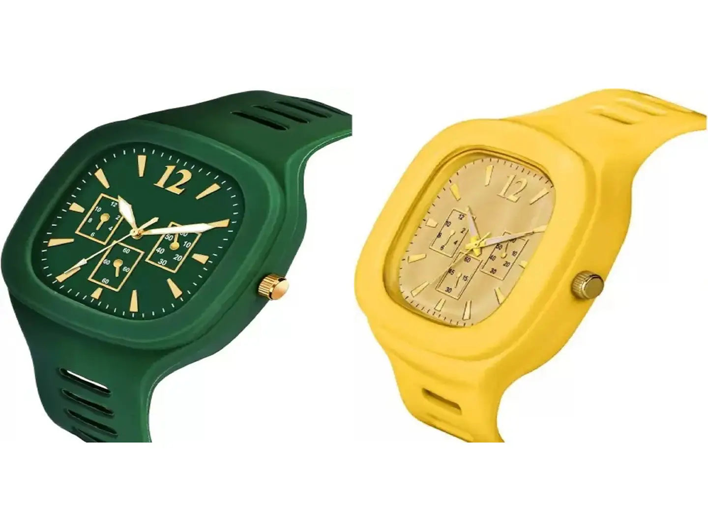 Stylish Multicoloured Silicone Analog Watches For Men Pack Of 2