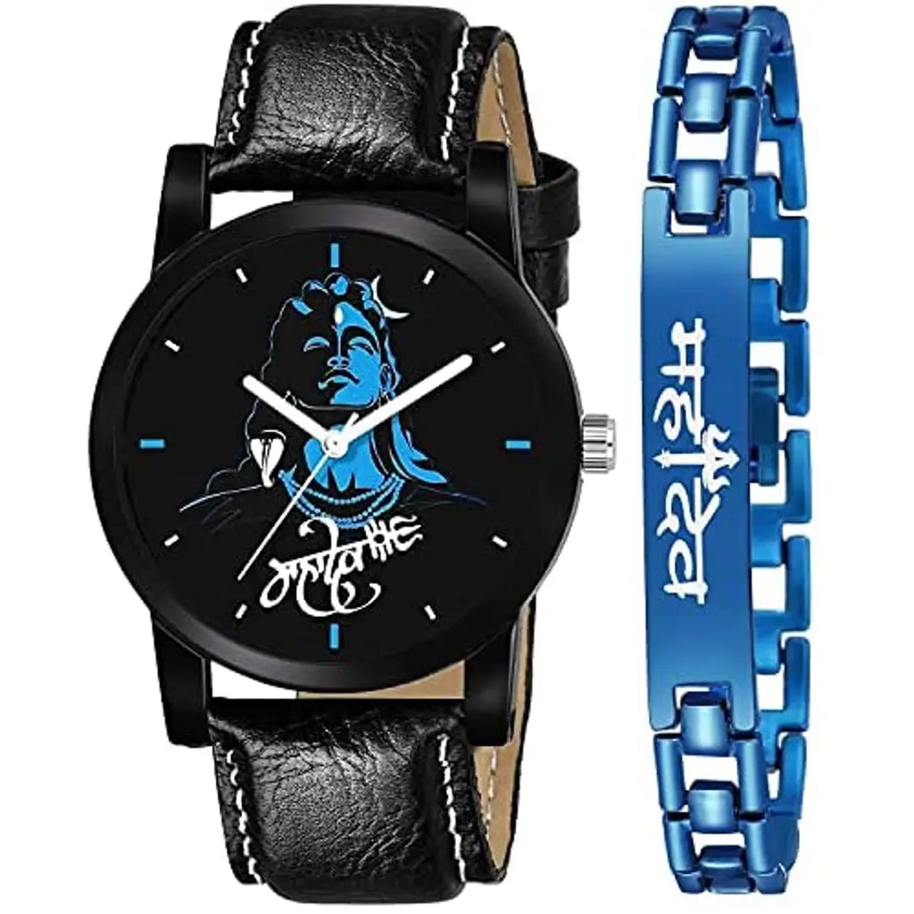 KJR_152-J_034 Pack of One Watch with Mahadev Bracelet