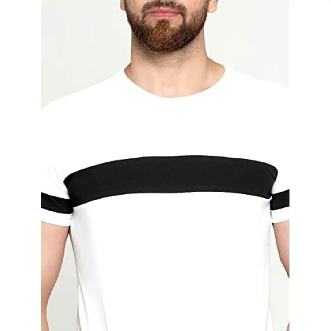 AUSK Round Neck T-Shirt (White,Medium)