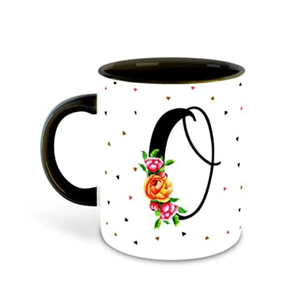 Whats Your Kick? (CSK) - Letter O Name Initial Alphabet Inspiration Printed Black Inner Ceramic Coffee Mug and Tea Mug with Coaster- Birthday | Anniversary (Multi 15)