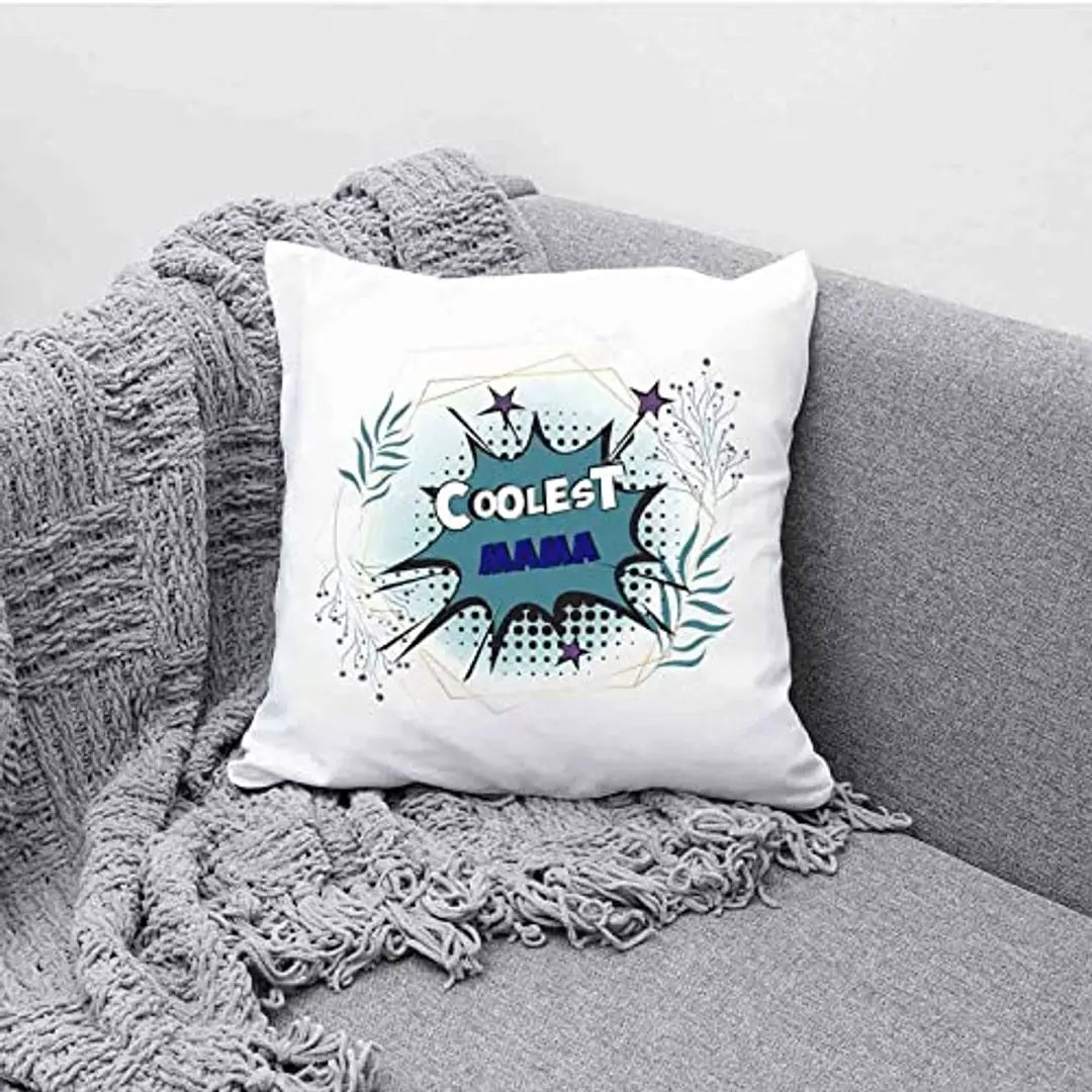 Designer Unicorn Printed Couple Cushion Cover with Filler, Coolest Mama 12X12 inches