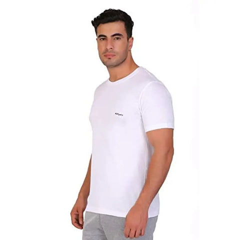 HiFlyers Solid Men Round Neck White T-Shirt