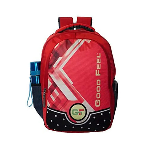 GoodFeel New Canvas Polyester School Bag, College Bag, Laptop Bag for Boys and Girls (Red)