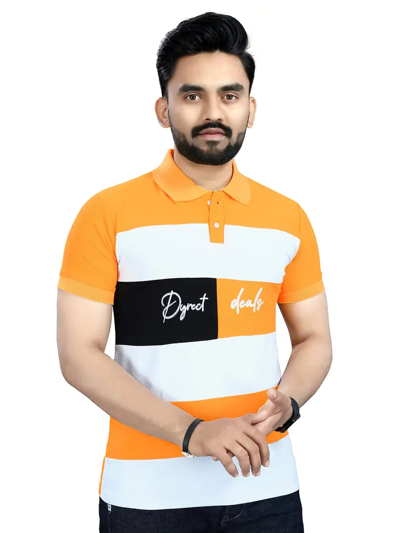 DYRECTDEALS Men's Regular Fit Yellow Polo T-Shirts-S