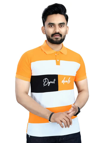 DYRECTDEALS Men's Regular Fit Yellow Polo T-Shirts-S