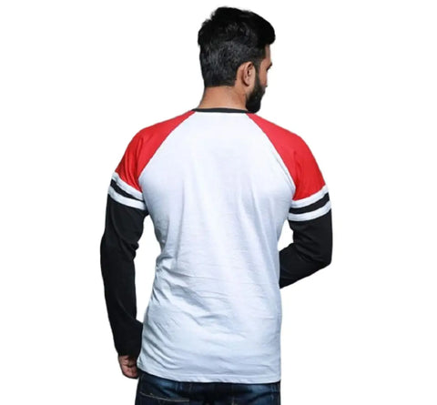 RiseMax Colourblocked Cotton Blend M35 Full Sleeve Round Neck Regular Fit T-Shirt for Men