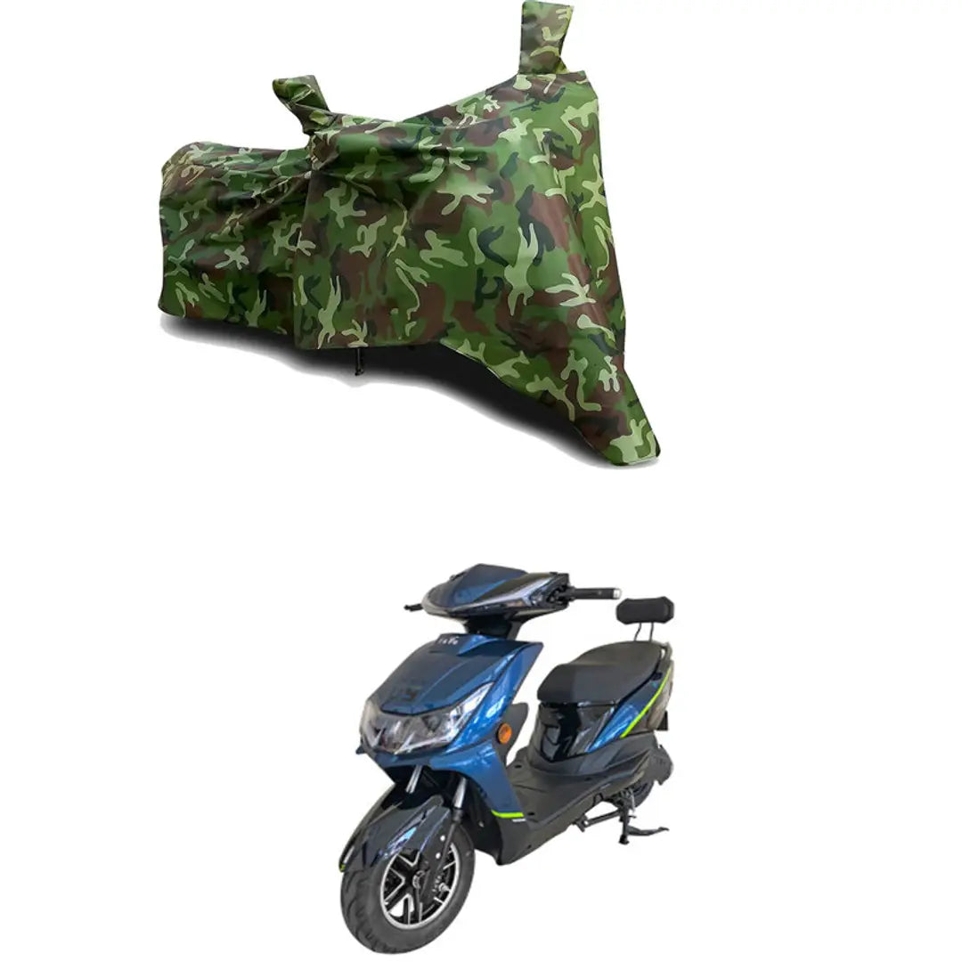 GLAMND-100% Dustproof Bike Scooty Two Wheeler Body Cover Compatible For EeVe Ahava STD Water Resistance  Waterproof UV Protection Indor Outdor Parking With All Varients[Militry GMJ]