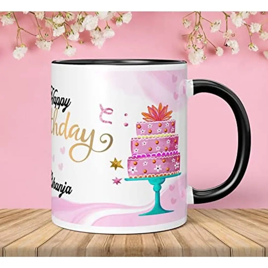 NH10 DESIGNS Happy Birthday Bhanja Printed Black Text Quote Family Name Printed Mug?For Bhanja Written Mug Birthday Gift For Bhanja Anniversary Mug For Bhanja Mug Gift For Bhanja?(Microwave Safe Ceramic Tea Coffee Mug- 350 ML) (HB3TM 17)