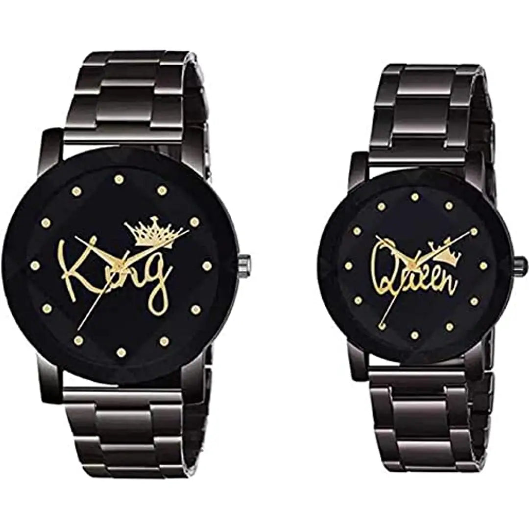 J JAMVAI New Stylish Metal Couple Analog Watch for Men and Woman_Queen Metal