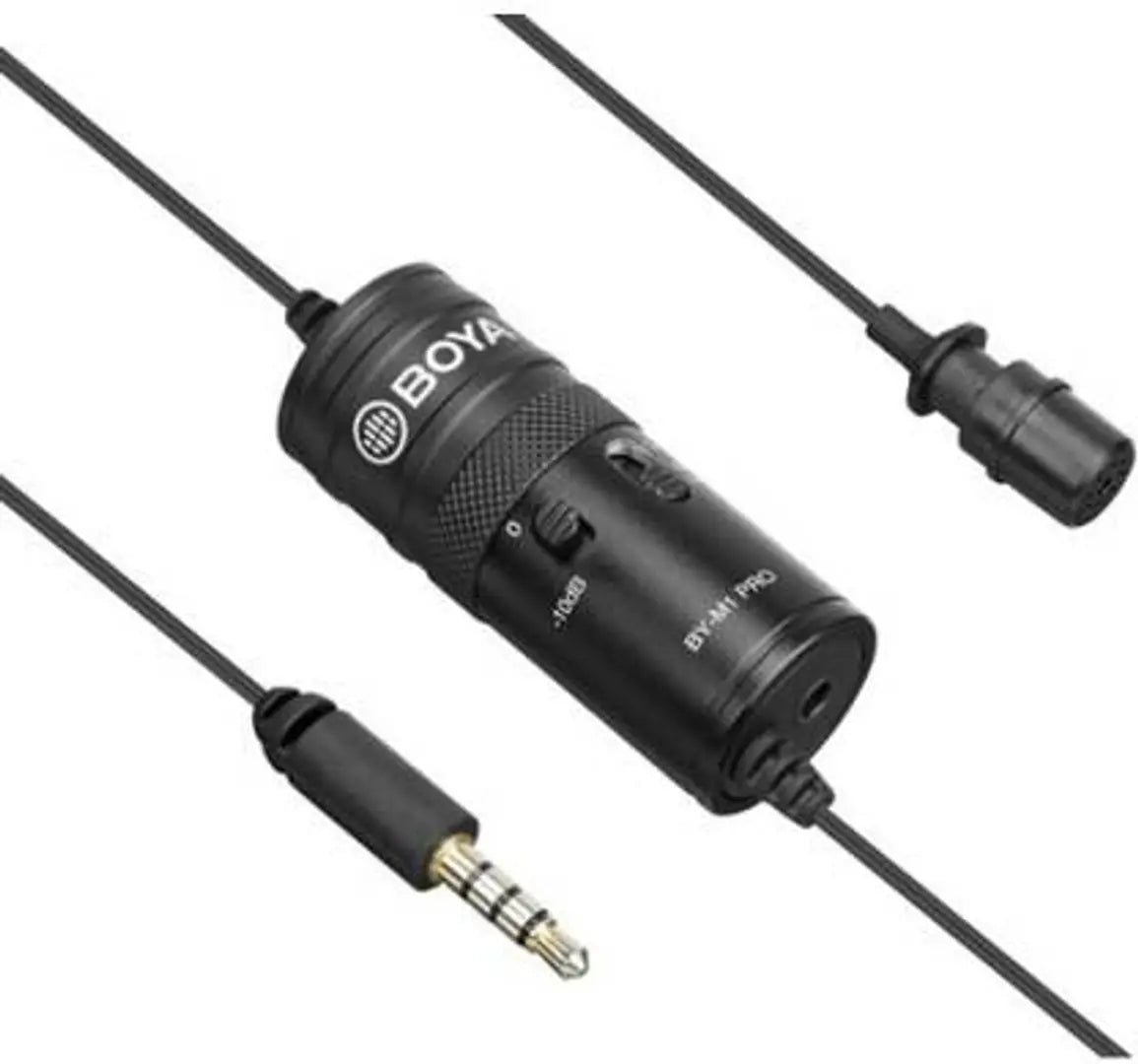 BOYA BY-M1 Pro Omnidirectional Lavalier Condenser Microphone with Gain control, Headphone-out, Noise cancellation for Smartphone DSLR Camera Camcorder Audio Recorder YouTube(20ft Cable) Microphone