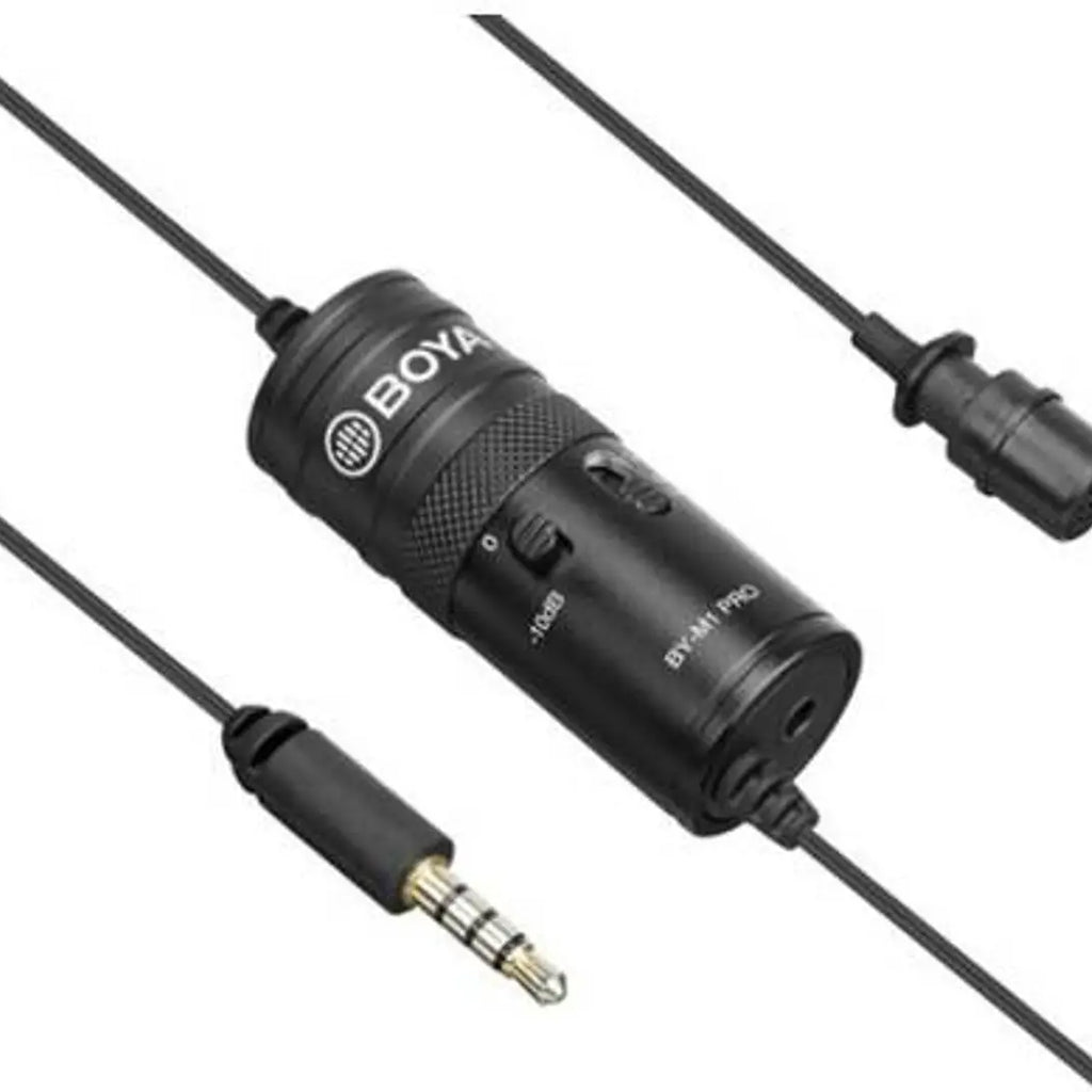 BOYA BY-M1 Pro Omnidirectional Lavalier Condenser Microphone with Gain control, Headphone-out, Noise cancellation for Smartphone DSLR Camera Camcorder Audio Recorder YouTube(20ft Cable) Microphone