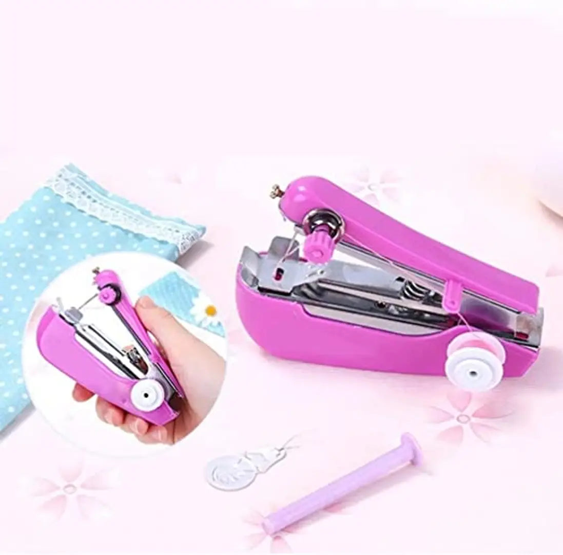 Portable Mini Manual Stapler Style Hand Sewing Machine, Craft Clothes, Stitch Handheld Cordless, Travel Use Convenience Cordless