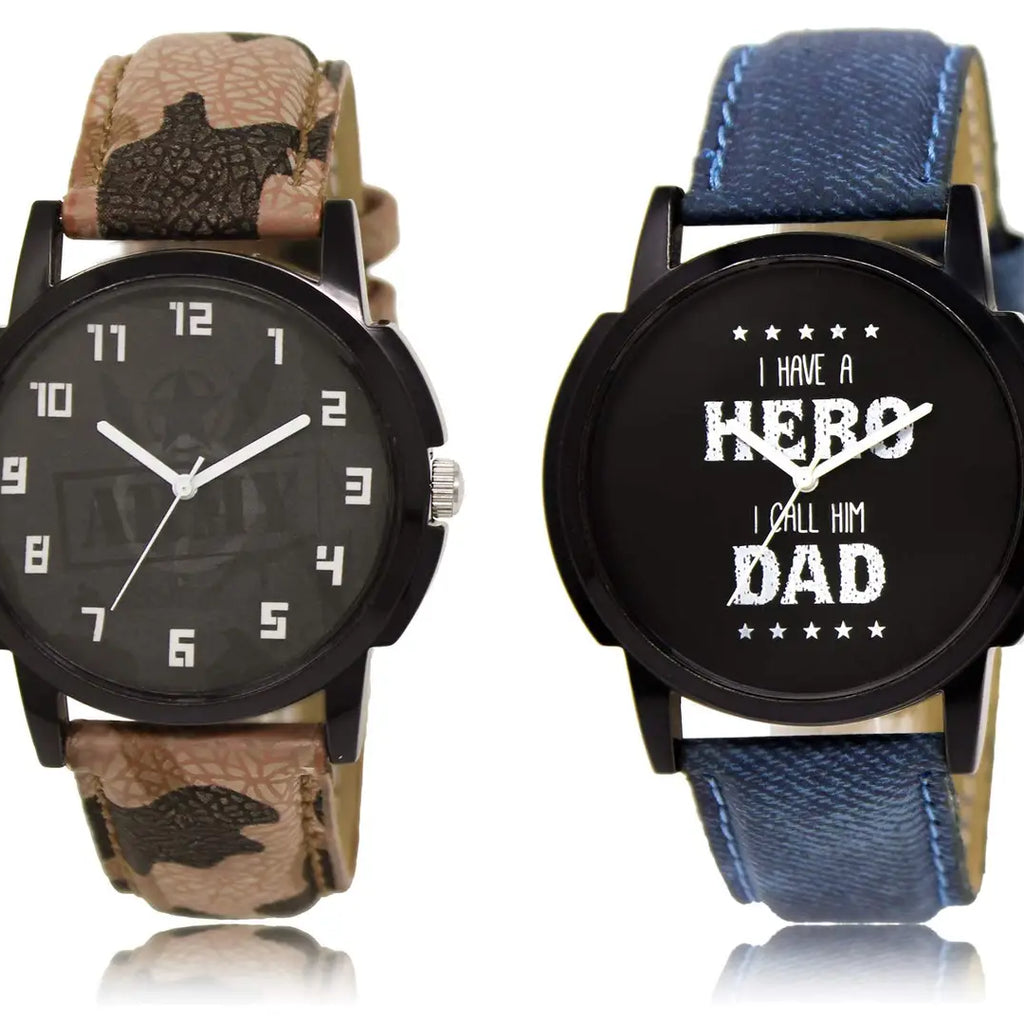 Elegant Slim Line Round Case Dial Analog Watch Combo For Men -Pack Of 2