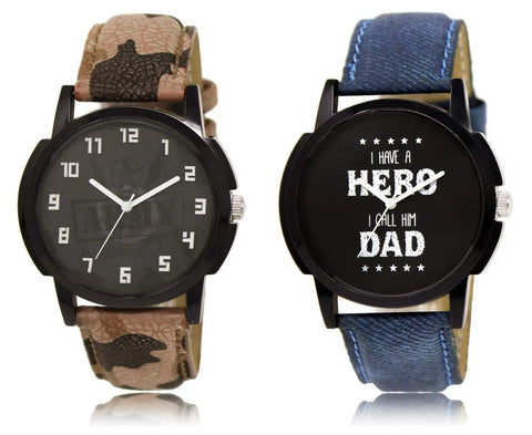 Elegant Slim Line Round Case Dial Analog Watch Combo For Men -Pack Of 2