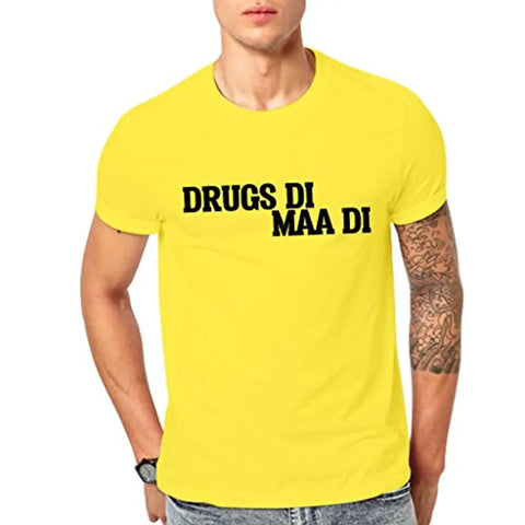 Ghantababajika Drugsdi Yellow Round Neck Half Sleeve T-Shirt