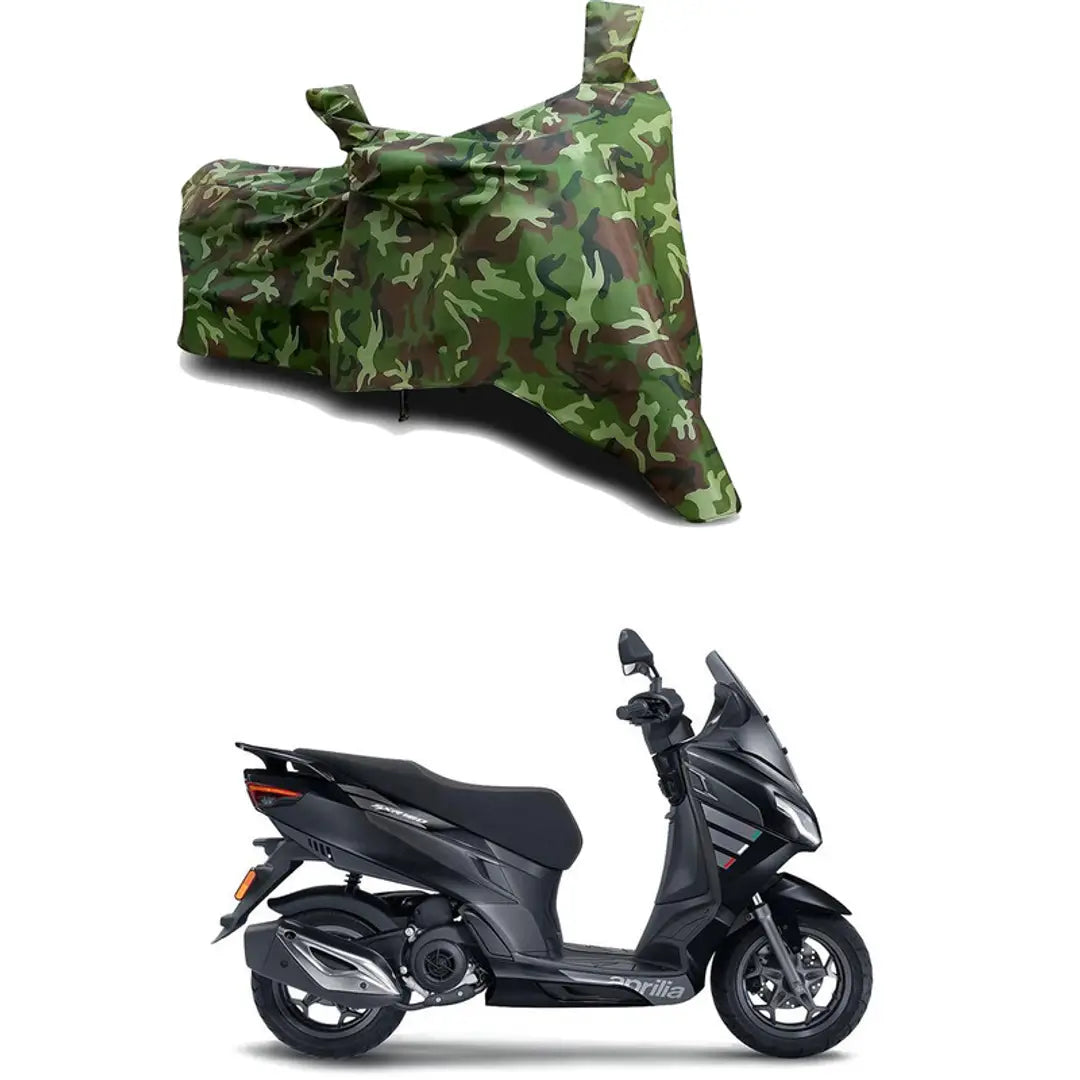 GLAMND-100% Dustproof Bike Scooty Two Wheeler Body Cover Compatible For Aprilia SXR 160 Water Resistance  Waterproof UV Protection Indor Outdor Parking With All Varients[Militry GMJ]