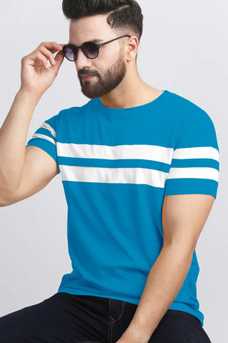 Elegant Cotton Blend Colourblocked Round Neck Tees For Men- Pack Of 2