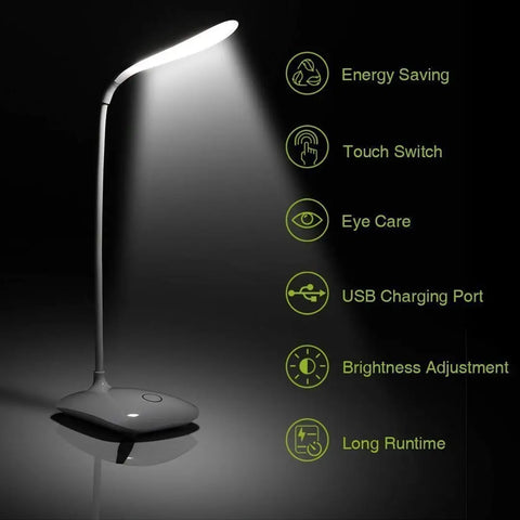 SYN SONS LED Table Lamp Night Light Rechargeable Desk Lamp Touch On/Off Switch, Eye Protection LED Lamp with Pen Holder, Mobile Stand, USB Charging Lamp Touch Control