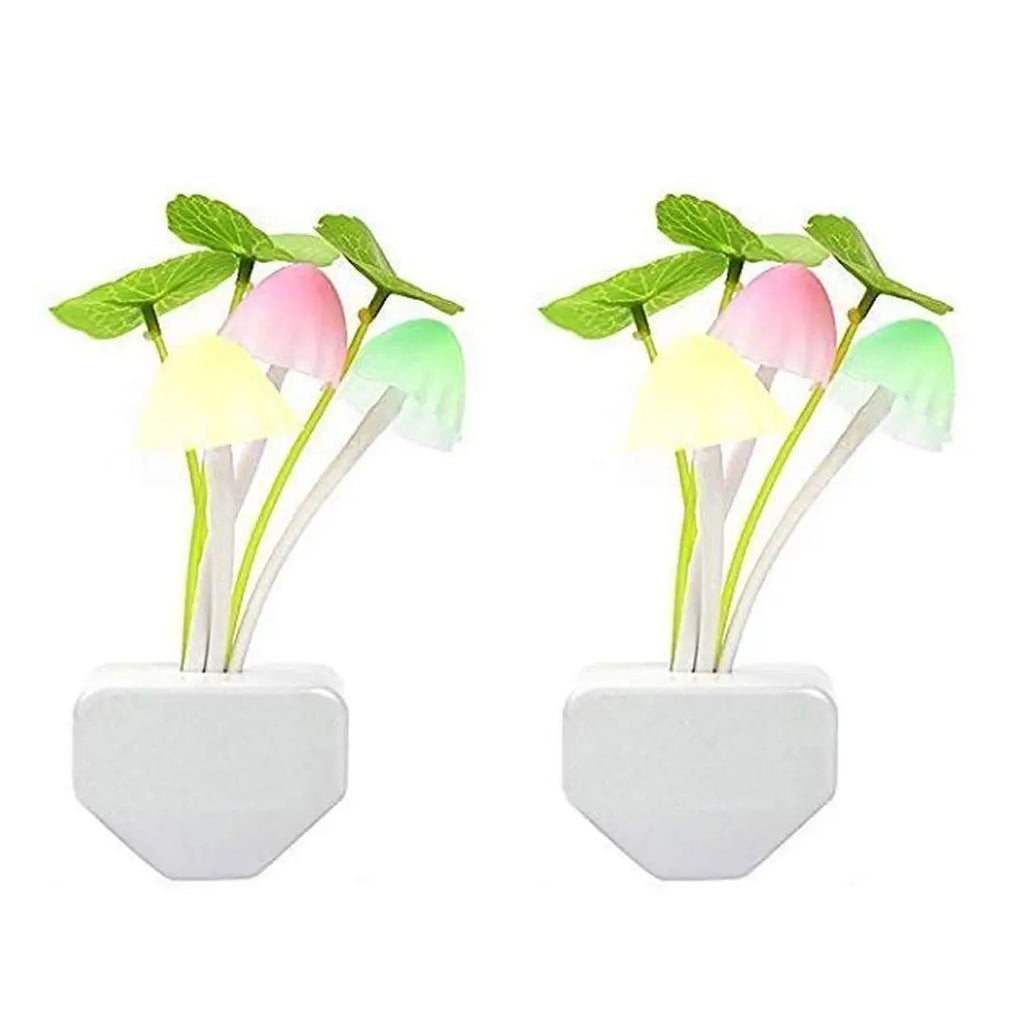 WISHLAND? Mushroom Shape Auto On/Off Sensor LED Color Changing Light Power Save Night Lamp(White, Pack of 4)