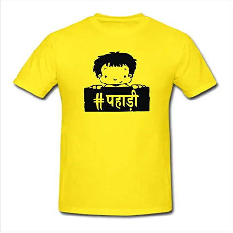 Himshikhar 'Pahadi' T-Shirt Round Neck  Half Sleeve Yellow T-Shirt for Men/Women/Kids