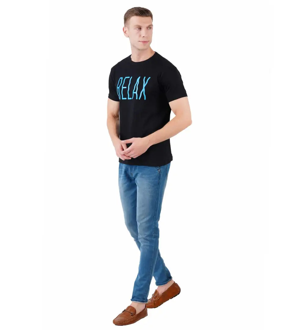 BET Men Premium Cotton Round Neck Printed T-Shirt Black