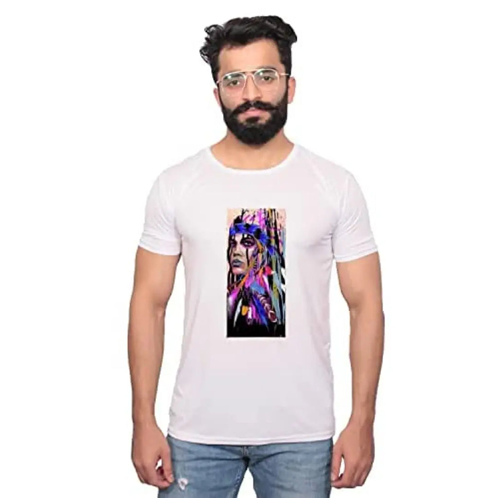 NITYANAND CREATIONS Round Neck Graphic Printed White T-Shirt [Model-9900658]