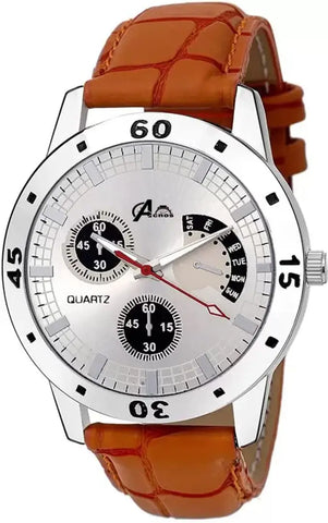 Elegant Silver Dial Analog Watch For Men