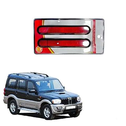Car reflector sticker type red colour warning safety non electric light strips set of 2 pcs suitable for Mahindra Scorpio 2009 onward